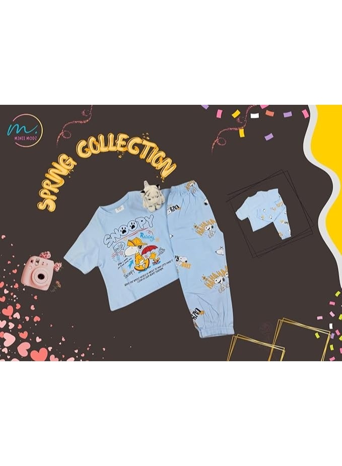 MINIIMODZ MINII MODZ Snoopy Print Shirt & Pant Set Soft Cotton Dress Sleepwear | Suitable for Kids, Toddlers, and Infants - Image 2